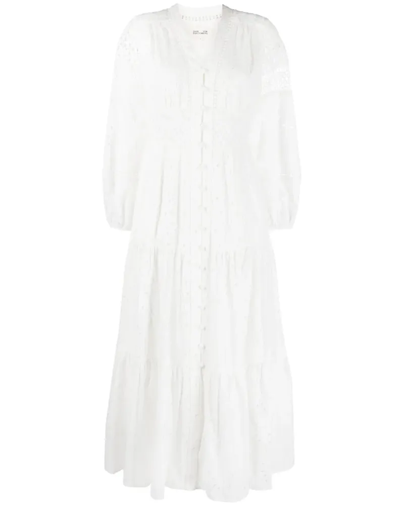 Diane von Furstenberg Midirock aus Point d'Esprit-Tüll - Weiß Weiß
