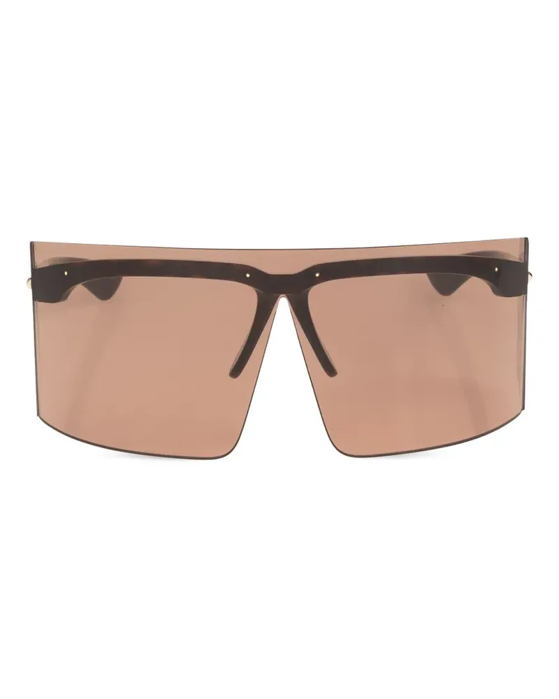 Alexander McQueen geometric-frame logo-detail sunglasses - Braun Braun