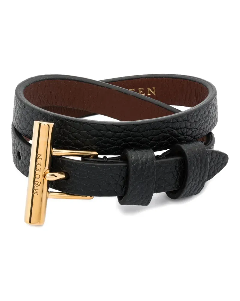 Alexander McQueen Gewickeltes Lederarmband - Schwarz Schwarz