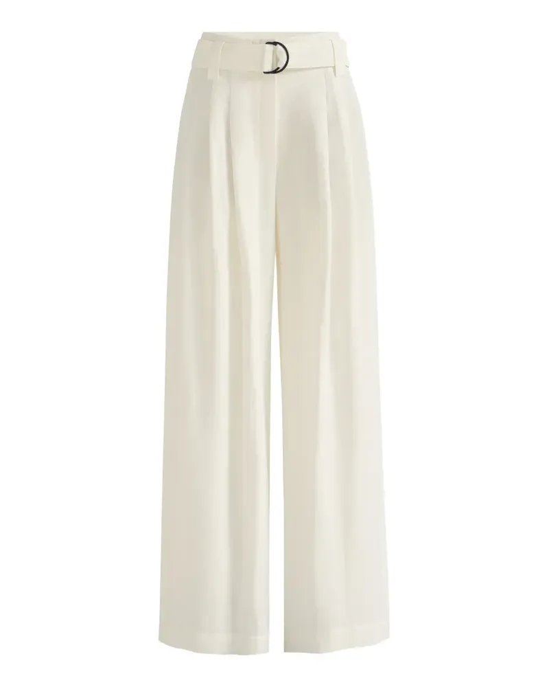 Brunello Cucinelli Weite Hose aus Viskose und Leinen mit fließendem Twill und Monili - Weiß Weiß