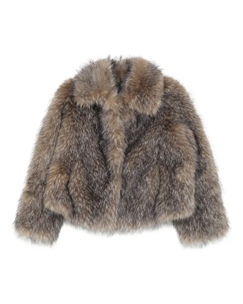 Maje Mantel aus Faux Fur mit Kragen - Braun Braun