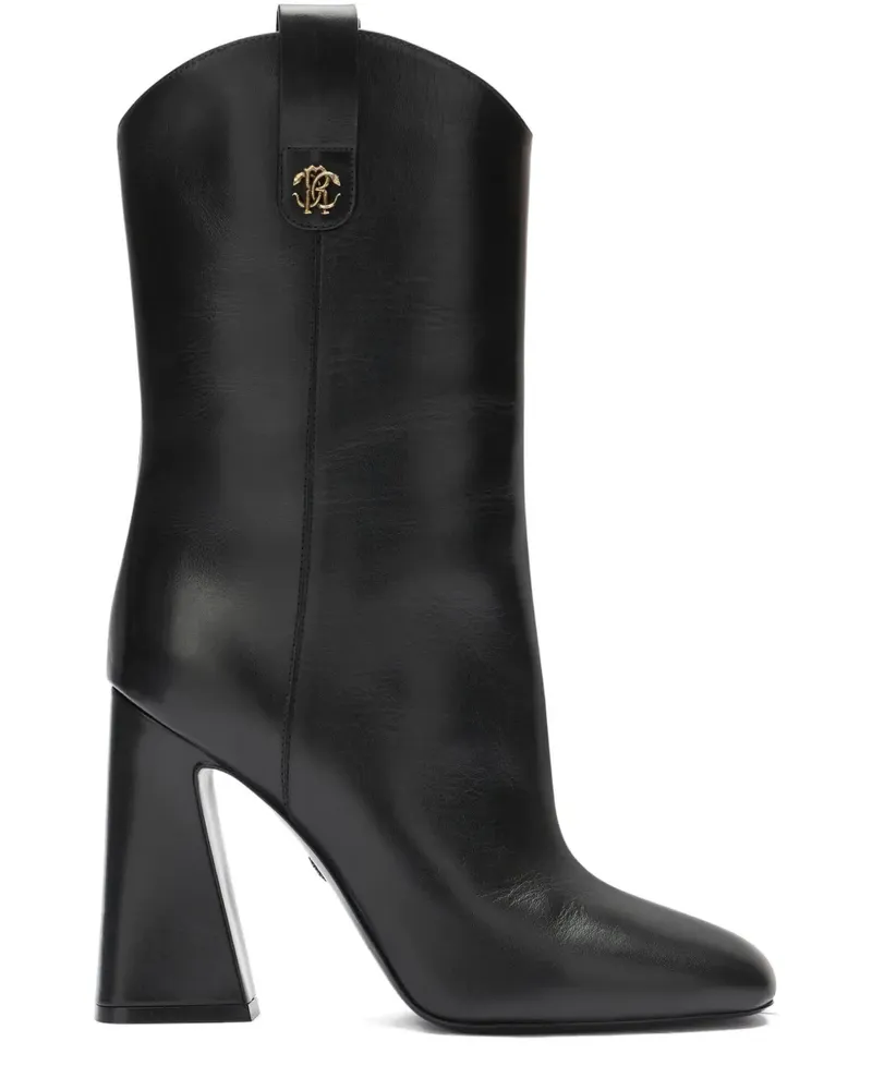 Roberto Cavalli 100mm monogram mirror ankle boots - Schwarz Schwarz