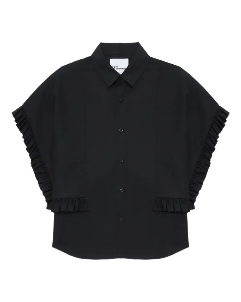 Noir Kei Ninomiya Bluse mit gerüschten Ärmeln - Schwarz Schwarz