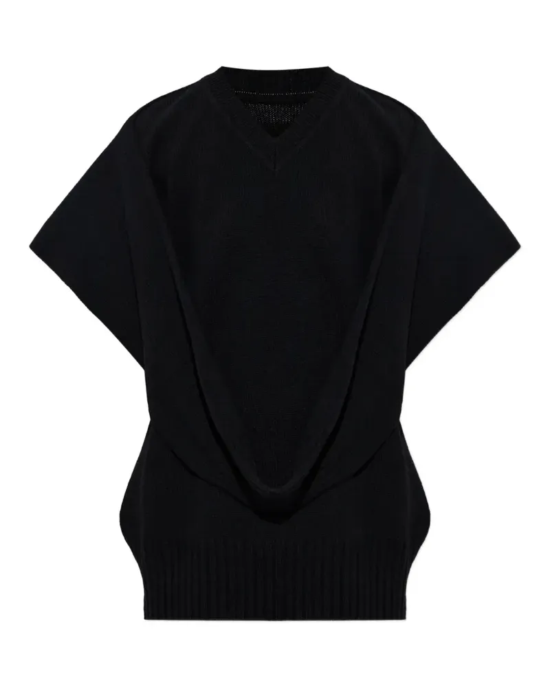 Issey Miyake asymmetric V-neck vest - Schwarz Schwarz