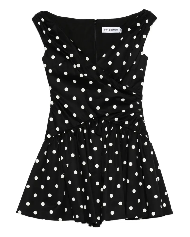 Self-Portrait Minikleid mit Polka Dots - Schwarz Schwarz