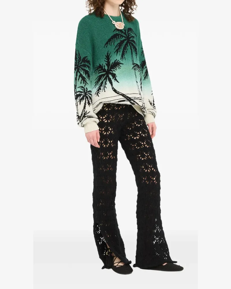 Alanui Wave Bloom Pullover mit Palmen - Grün Grün