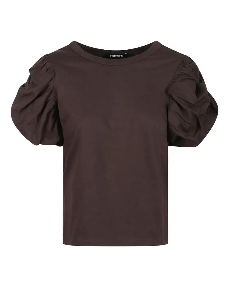 ROTATE Birger Christensen T-Shirt mit Puffärmeln - Braun Braun