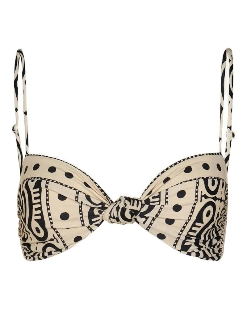 Johanna Ortiz Bandana Marina printed knot-detail bikini top - Nude Nude