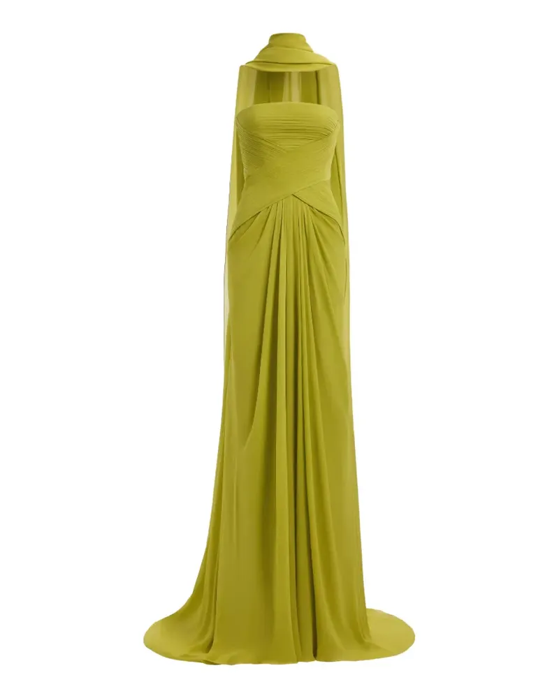 Elie Saab Drapiertes Maxikleid ohne Träger - Grün Grün