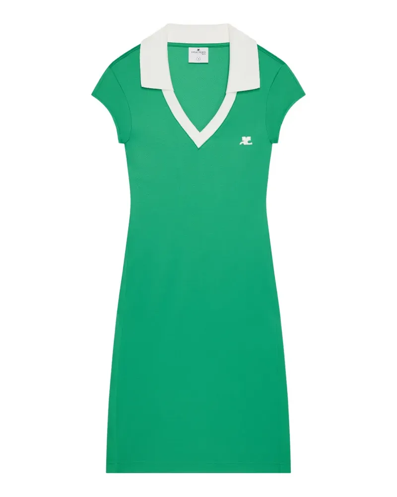Courrèges logo-embroidered V-neck mini dress - Grün Grün