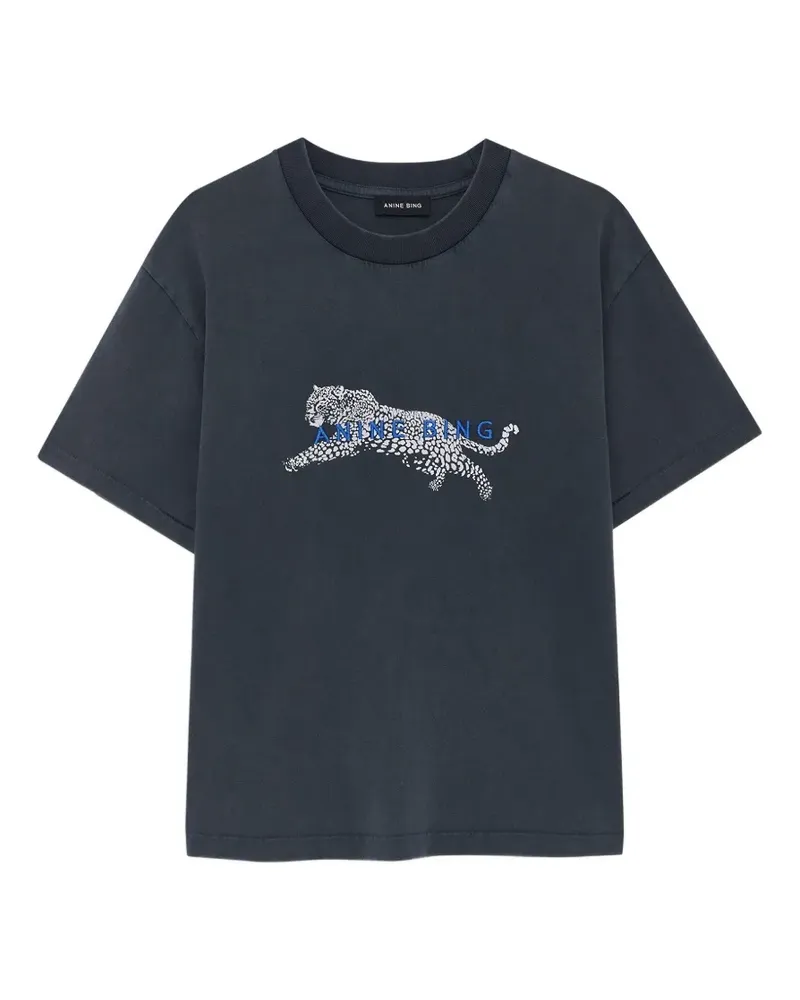 Anine Bing Cade T-shirt Leopard - washed black - Blau Blau
