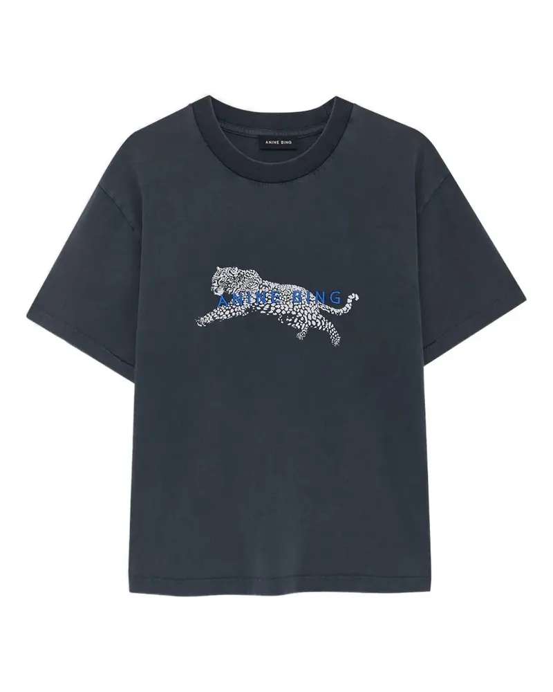 Anine Bing Cade T-Shirt Leopard - Washed Black - Blau Blau