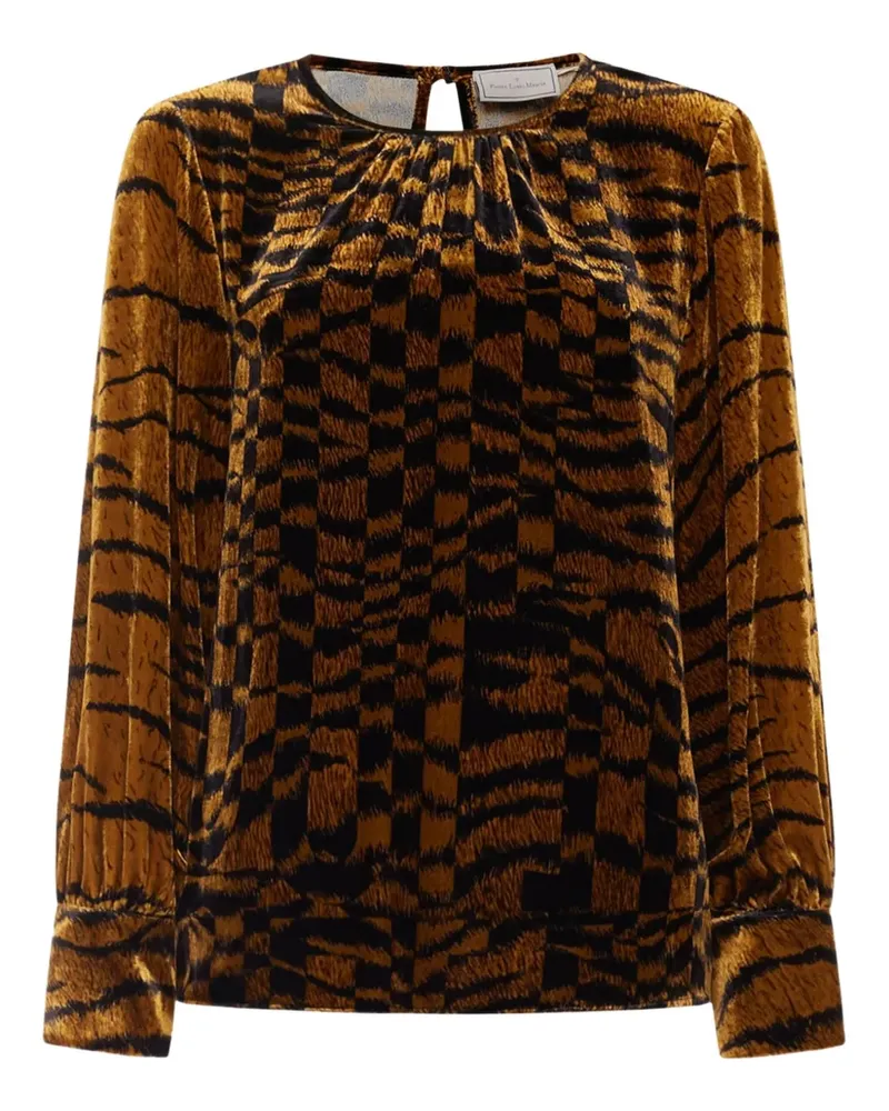 Pierre-Louis Mascia velvet abstract-print shirt - Braun Braun