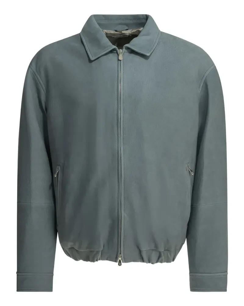 Brunello Cucinelli zip-up light-blue leather jacket - Blau Blau