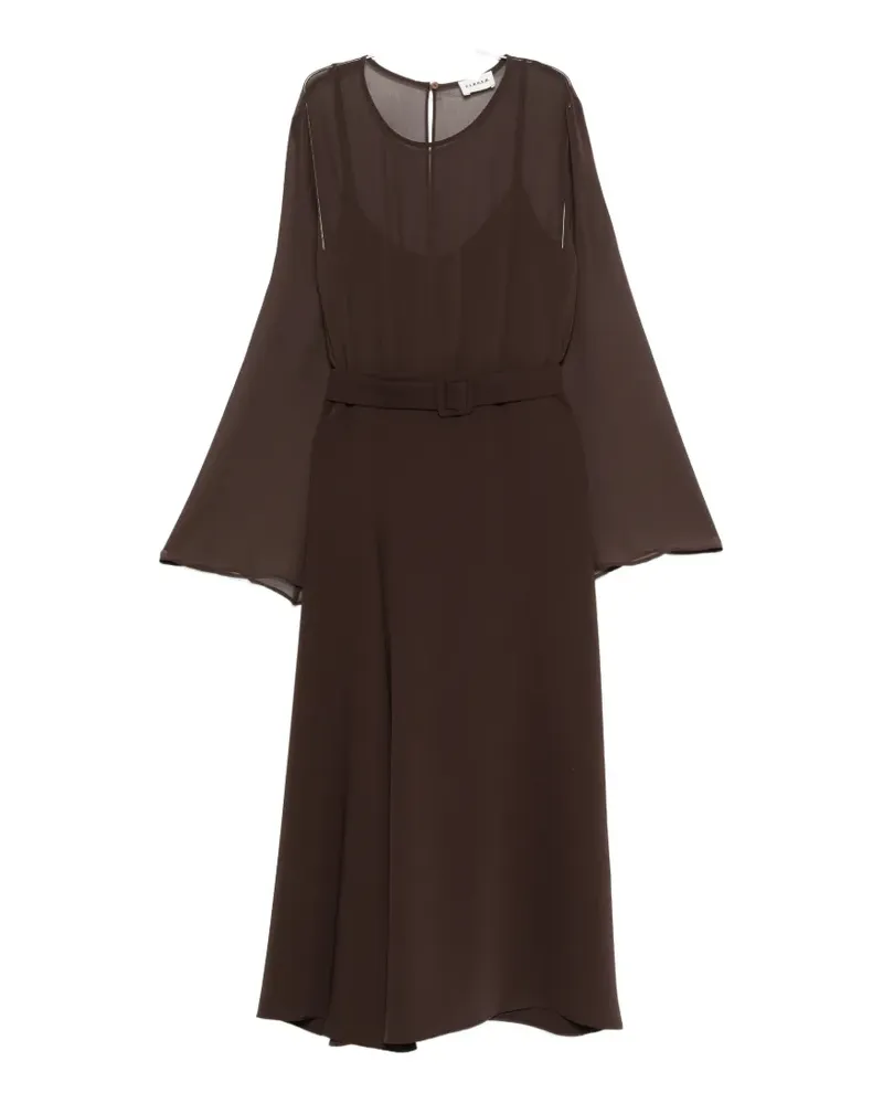 P.A.R.O.S.H. P.A.R.O H. bell-sleeve belted midi dress - Braun Braun