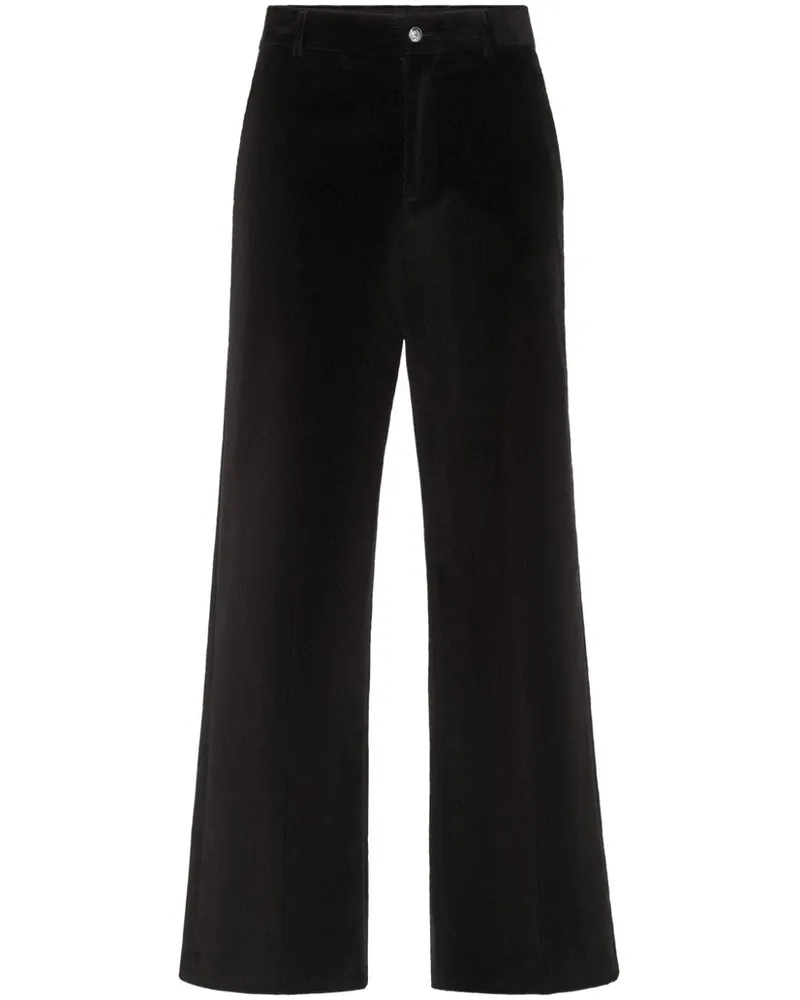 Philipp Plein Samthose mit weitem Bein - Schwarz Schwarz