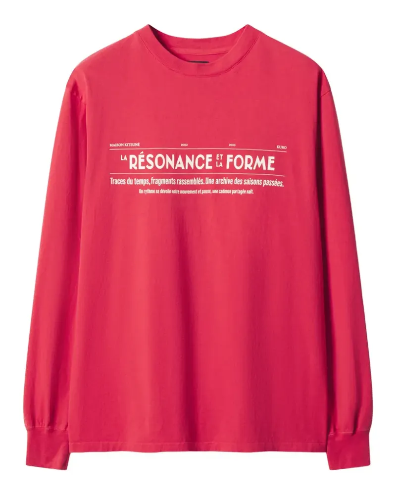 Kitsuné Langarmshirt mit Slogan-Print - Rot Rot