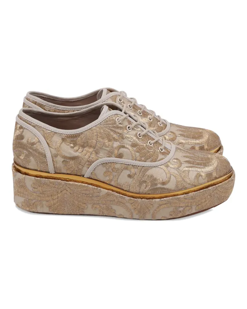 Tory Burch brocade platform oxford shoes - Nude Nude