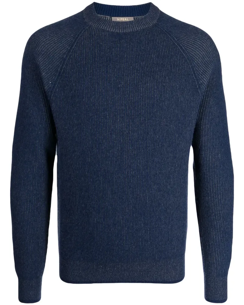 N.Peal Gerippter Kaschmirpullover - Blau Blau