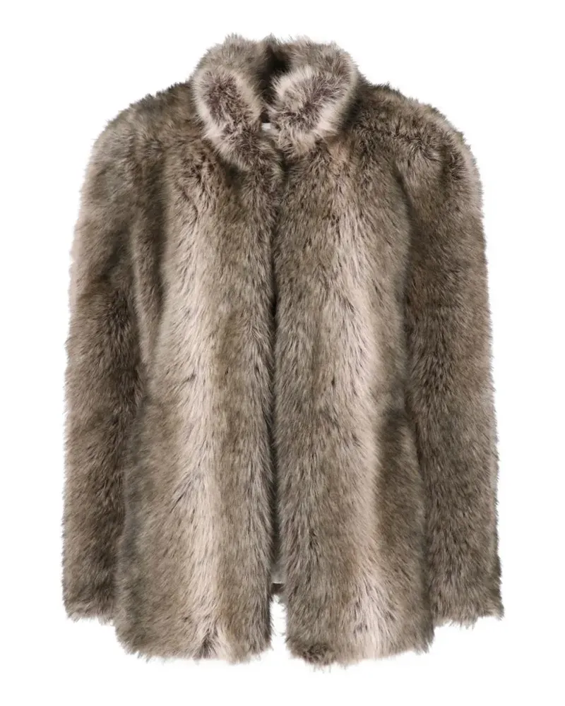 FRANKIE Shop Denia Jacke aus Faux Fur - beige meliert - Nude Nude