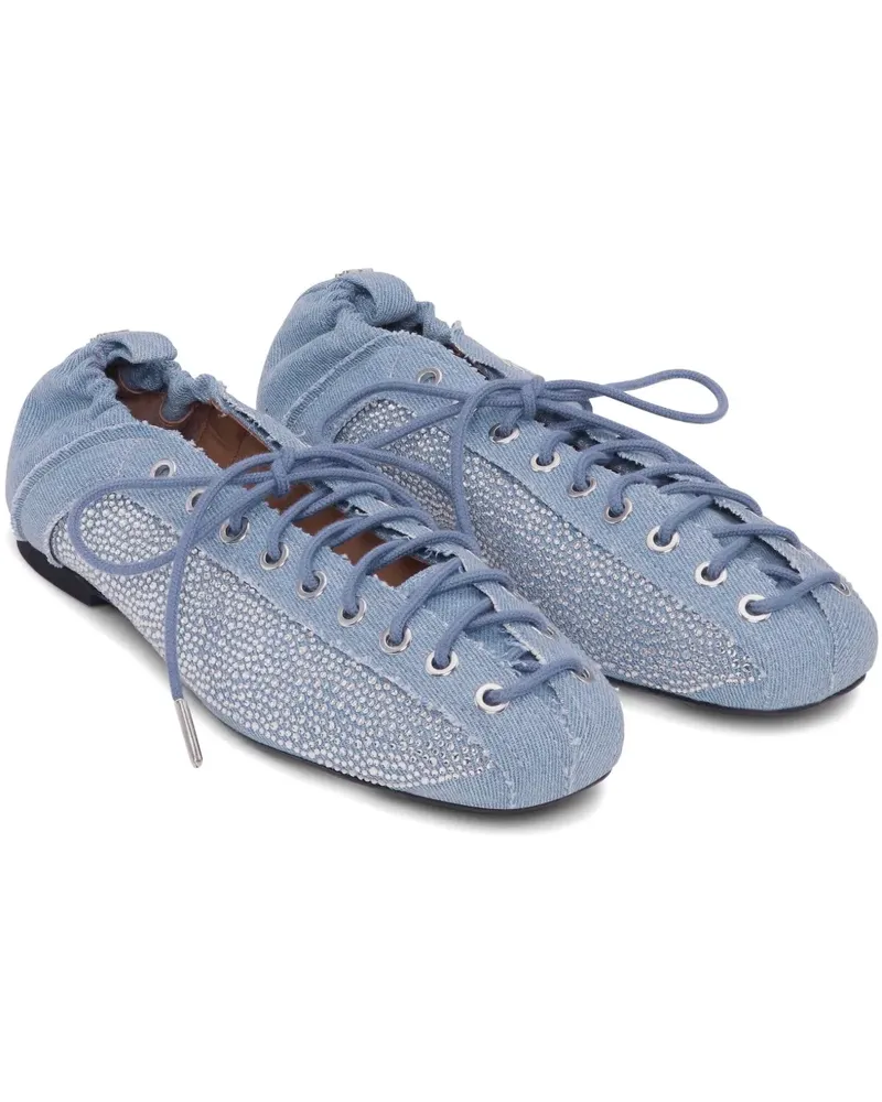 Ganni Jeans-Ballerinas mit Schnürung - Blau Blau