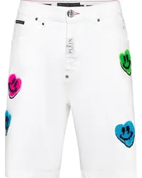 Philipp Plein Gerade Shorts mit Smile Graffiti-Print Weiß