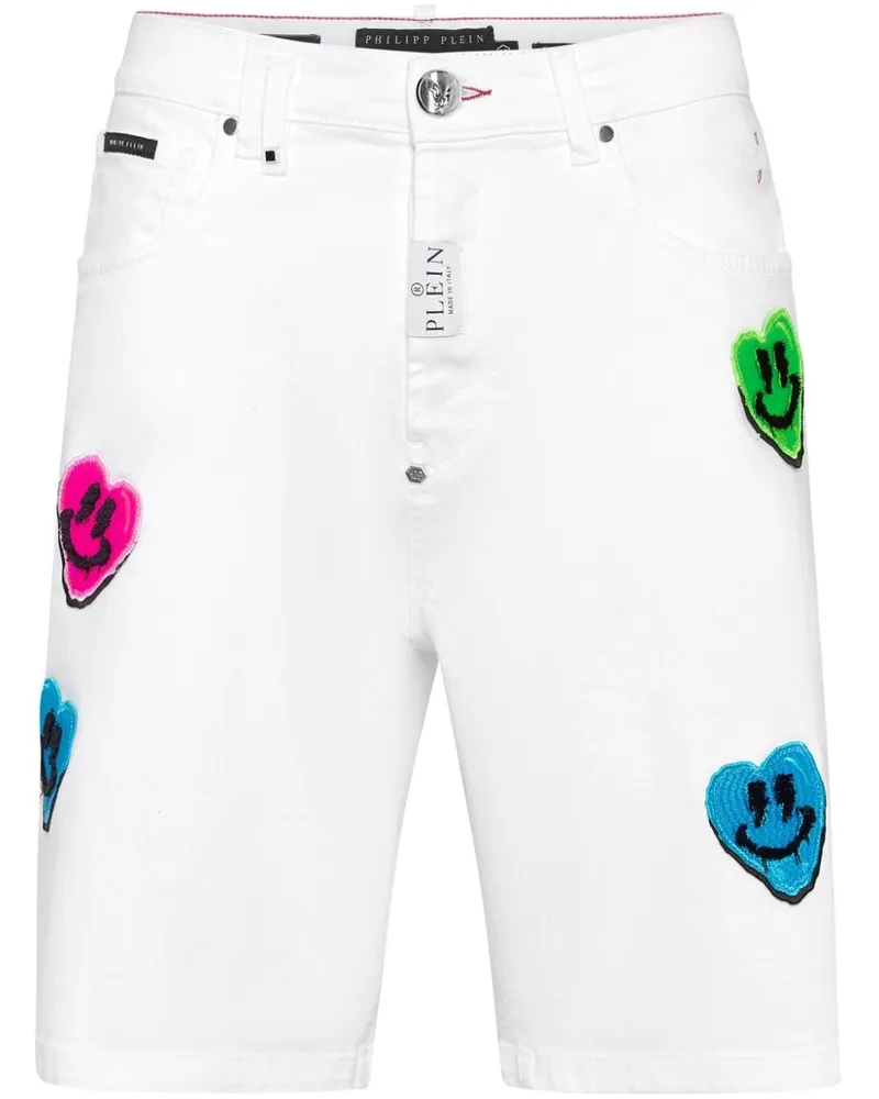 Philipp Plein Gerade Shorts mit Smile Graffiti-Print Weiß