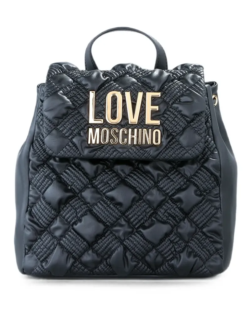 Moschino quilted logo-plaque backpack - Schwarz Schwarz