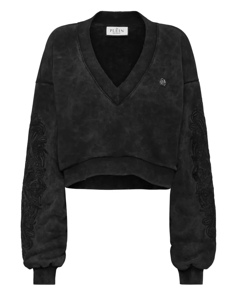 Philipp Plein washed V-neck sweatshirt - Schwarz Schwarz