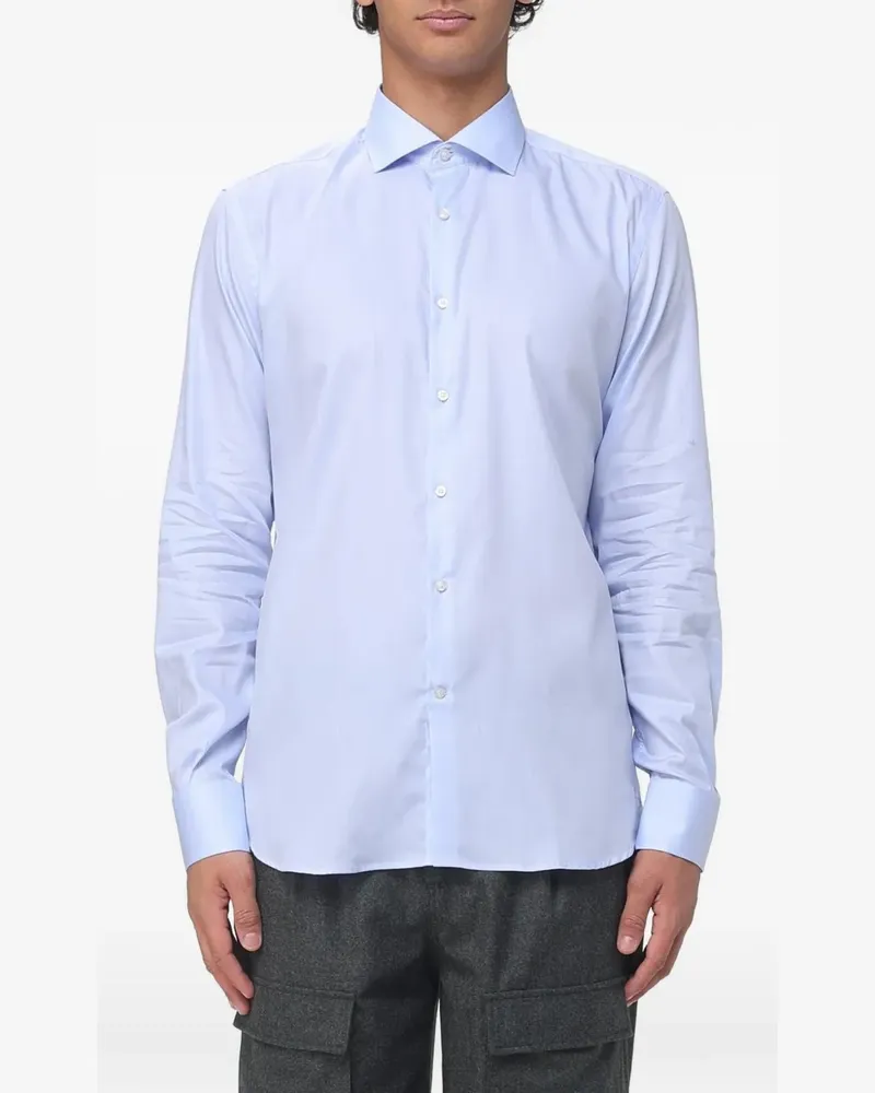 Brooksfield button-up cotton shirt - Blau Blau