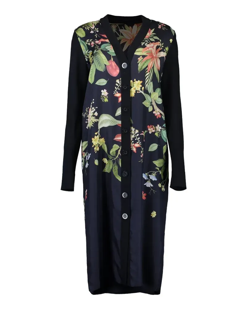 Oscar de la Renta floral cardigan - Blau Blau
