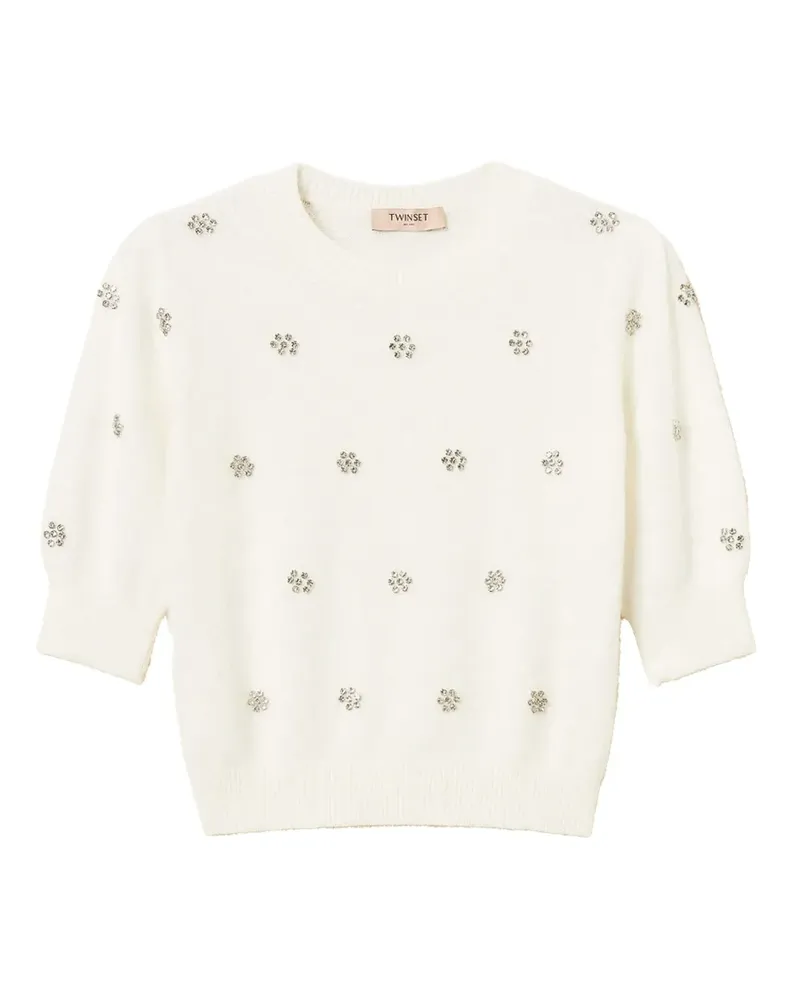 Twin-Set Pullover mit Puffärmeln - Weiß Weiß