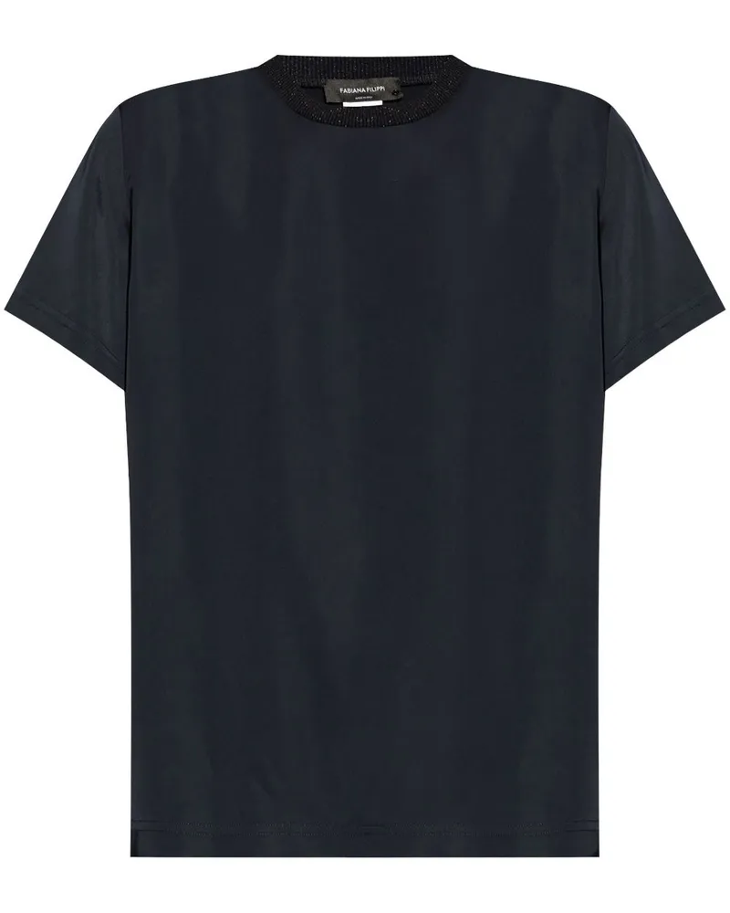 Fabiana Filippi T-Shirt mit verziertem Ausschnitt - Blau Blau