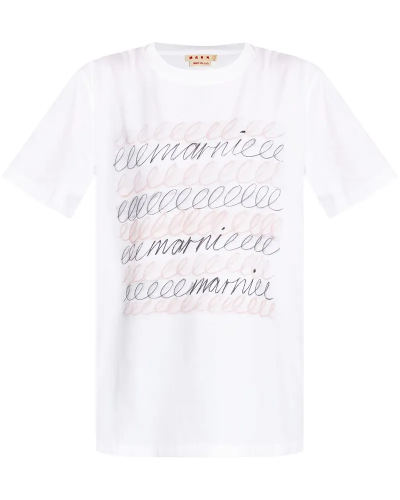 Marni T-Shirt mit Logo-Print - Weiß Weiß