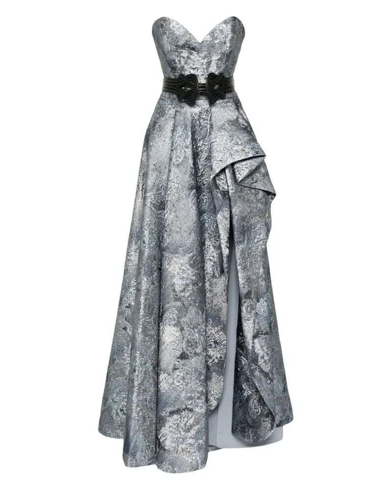 Saiid Kobeisy Langes Brokat-Kleid - Blau Blau