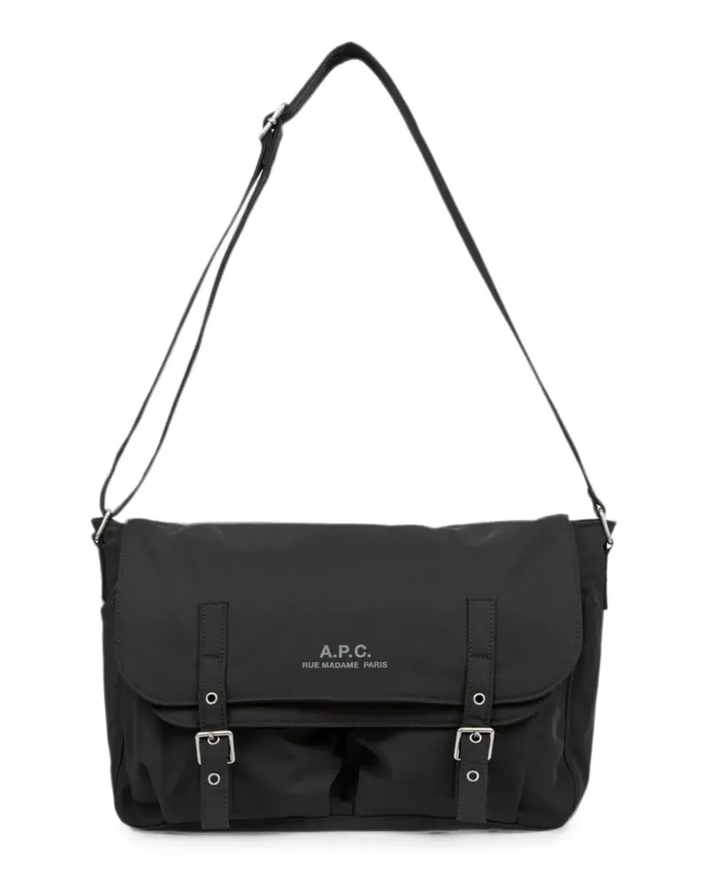 A.P.C. buckle-fastening logo-print messenger bag - Schwarz Schwarz