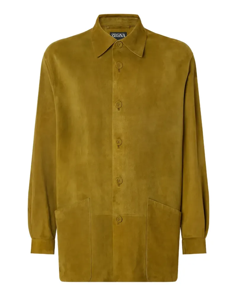 Ermenegildo Zegna Geknöpfte Hemdjacke aus Leder - Grün Grün