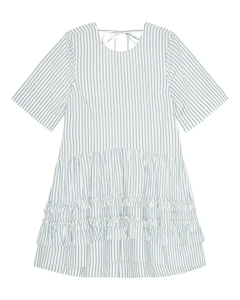 Ganni Gestreiftes Kleid - Weiß Weiß