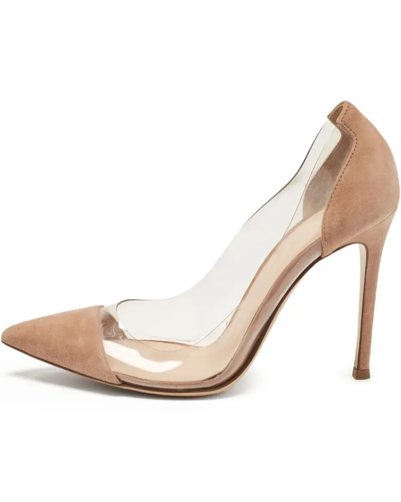 Gianvito Rossi Pre-owned Plexi Wildleder-Pumps mit transparentem Einsatz 100mm - Nude Nude