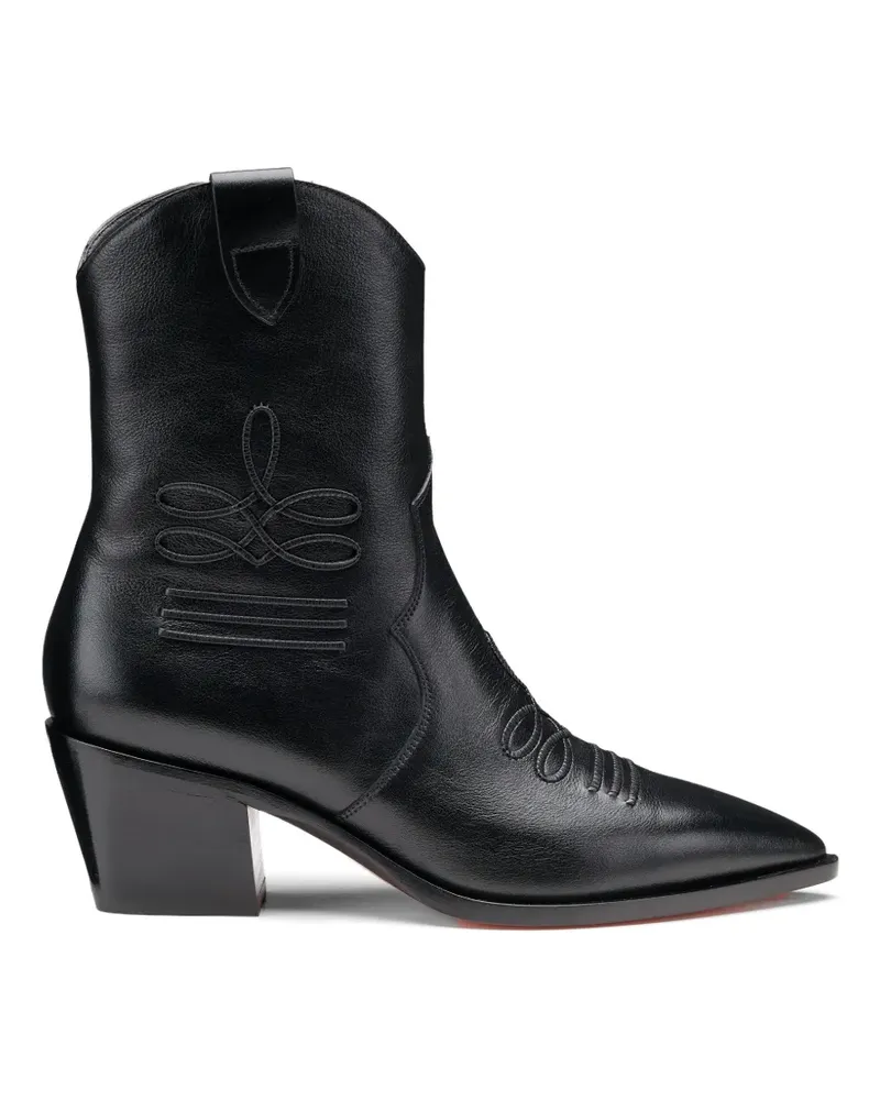 Santoni embroidered leather ankle boot - Schwarz Schwarz