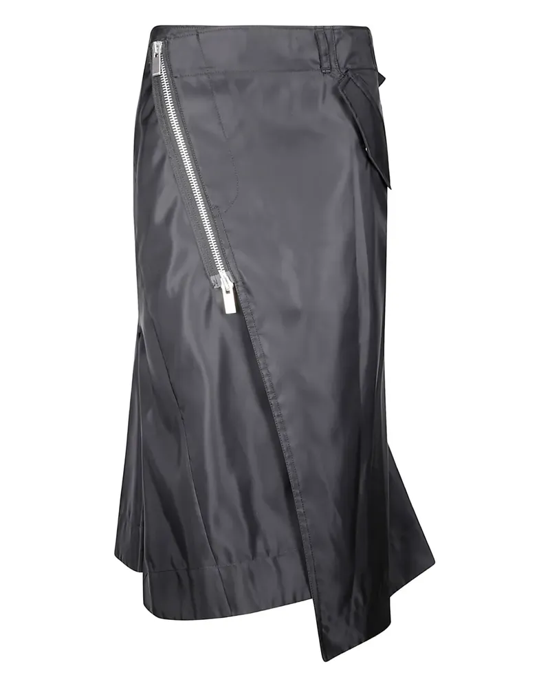 Sacai Asymmetrischer Rock mit Reißverschluss - Schwarz Schwarz
