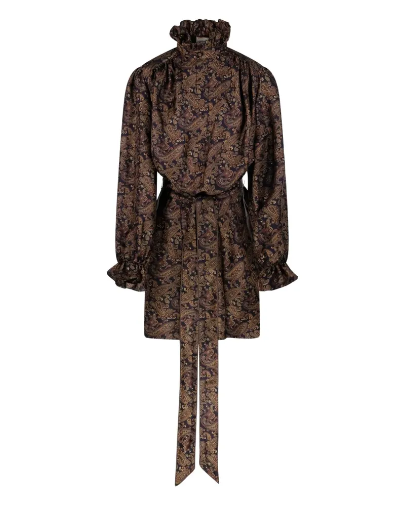 Saint Laurent Seidenkleid mit Paisley-Print - Blau Blau