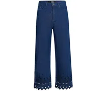Cropped-Jeans mit Lochstickerei