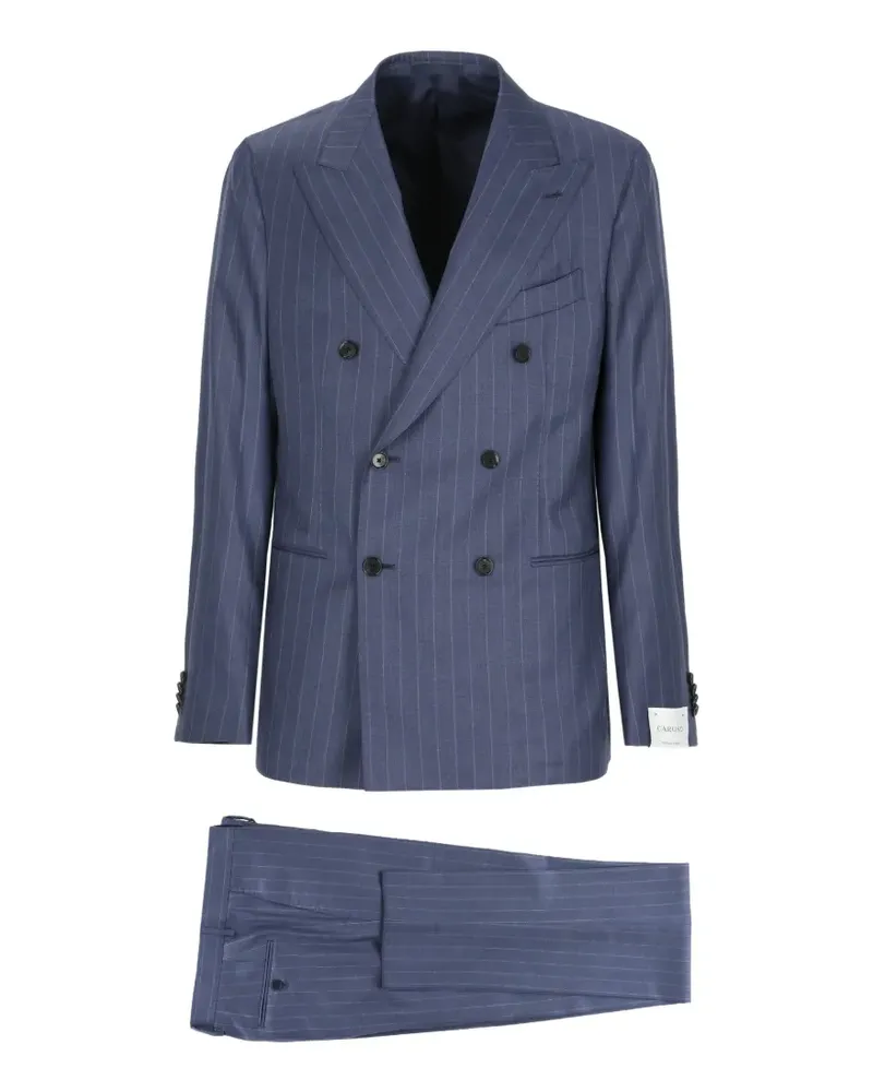 Caruso pinstripe double-breasted suit - Blau Blau