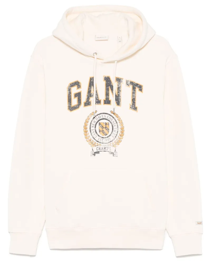 Gant Hoodie mit Logo-Print - Weiß Weiß