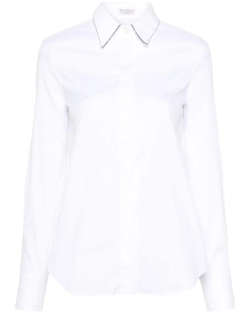 Brunello Cucinelli Popeline-Hemd mit Monili-Kette - Weiß Weiß