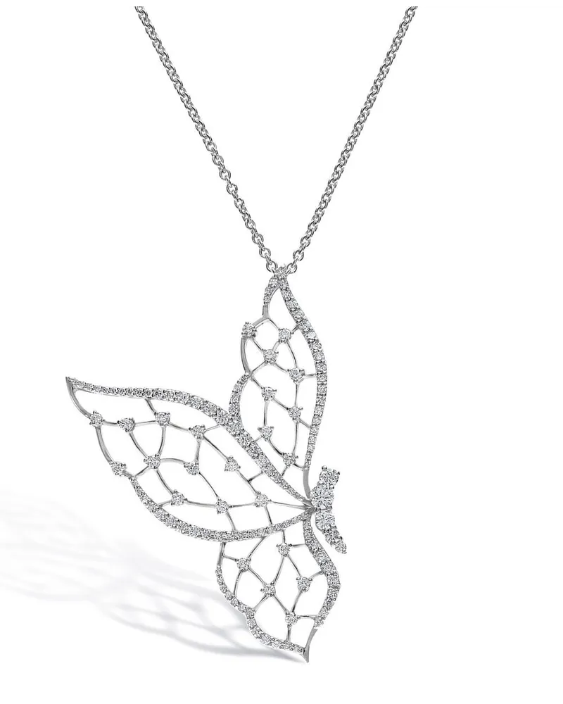 LEO PIZZO 18kt Light Wings Weißgoldhalskette mit Diamanten - Silber Silber