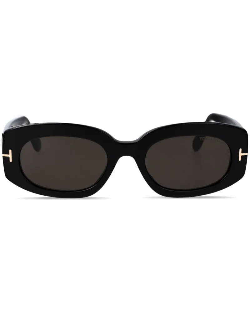 Tom Ford Sonnenbrille mit ovalem Gestell - Schwarz Schwarz