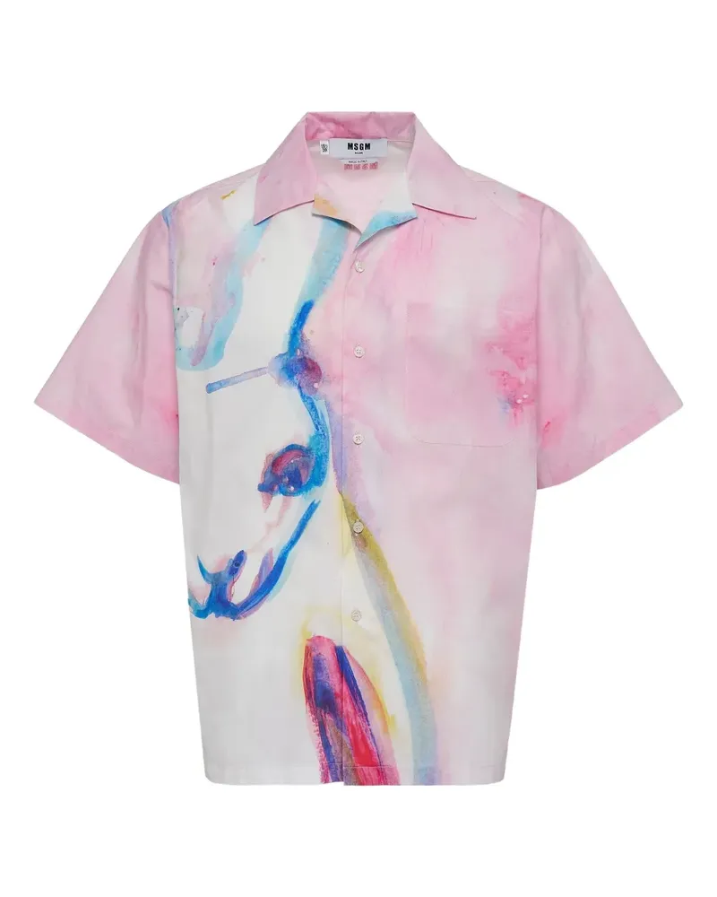 MSGM Hemd mit abstraktem Print - Rosa Rosa