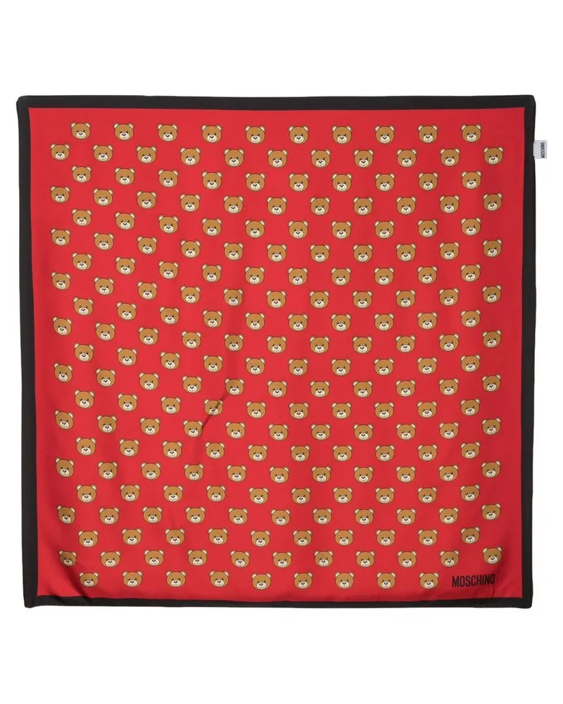 Moschino Seidenschal mit Teddy-Print - Rot Rot